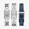 Petite Monroe Silver-Tone and Crocodile-Embossed Leather Watch Strap Set
