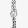 Petite Pavé Silver-Tone Chain-Link Watch
