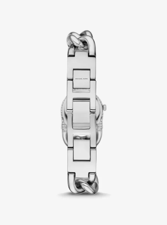 Petite Pavé Silver-Tone Chain-Link Watch
