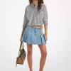 Pleated Denim Mini Skirt