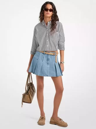 Pleated Denim Mini Skirt Pleated Denim Mini Skirt