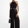 Pleated Georgette Halter Jumpsuit Pleated Georgette Halter Jumpsuit