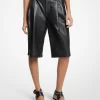 Pleated Leather Bermuda Shorts Pleated Leather Bermuda Shorts