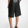 Pleated Leather Bermuda Shorts Pleated Leather Bermuda Shorts
