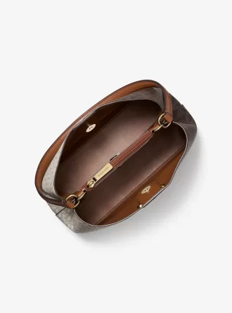 Pratt Medium Two-Tone Signature Logo Shoulder Bag Pratt Medium Two-Tone Signature Logo Shoulder Bag