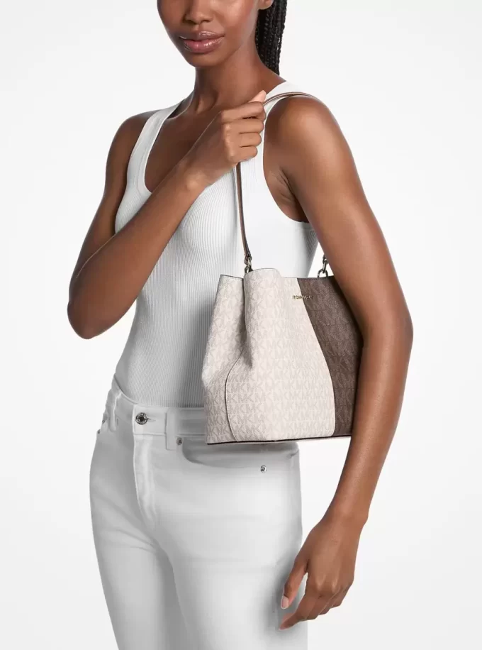 Pratt Medium Two-Tone Signature Logo Shoulder Bag