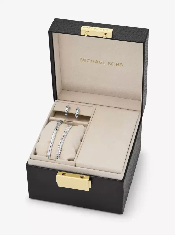 Precious Metal-Plated Brass 3-Piece Pavé Gift Set