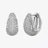 Precious Metal-Plated Brass Pavé Teardrop Huggie Earrings Precious Metal-Plated Brass Pavé Teardrop Huggie Earrings