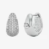 Precious Metal-Plated Brass Pavé Teardrop Huggie Earrings Precious Metal-Plated Brass Pavé Teardrop Huggie Earrings