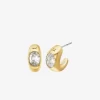Precious Metal-Plated Cubic Zirconia Huggie Hoop Earrings