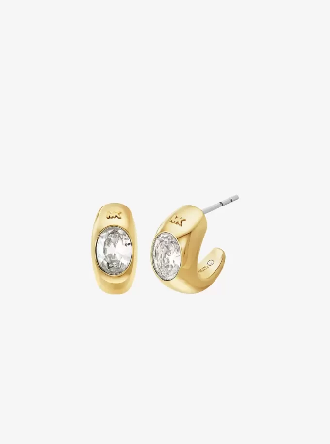 Precious Metal-Plated Cubic Zirconia Huggie Hoop Earrings