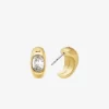 Precious Metal-Plated Cubic Zirconia Huggie Hoop Earrings