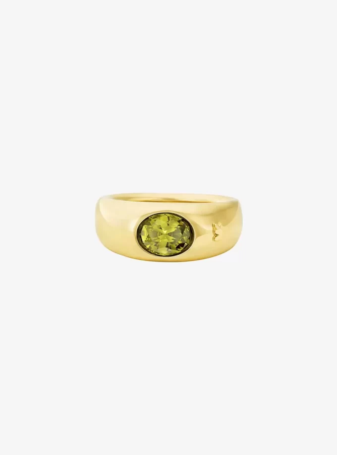 Precious Metal-Plated Cubic Zirconia Signet Ring Precious Metal-Plated Cubic Zirconia Signet Ring