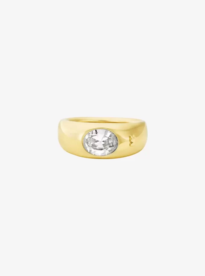 Precious Metal-Plated Cubic Zirconia Signet Ring Precious Metal-Plated Cubic Zirconia Signet Ring