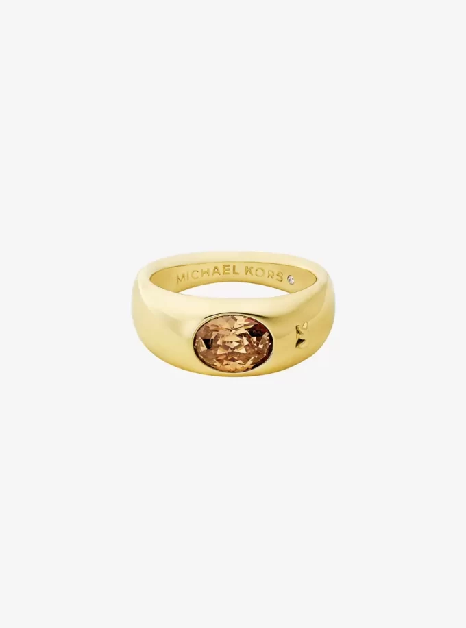 Precious Metal-Plated Cubic Zirconia Signet Ring Precious Metal-Plated Cubic Zirconia Signet Ring