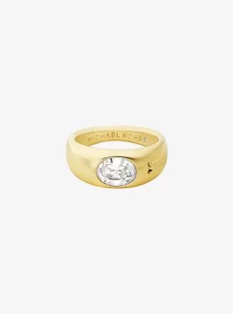 Precious Metal-Plated Cubic Zirconia Signet Ring