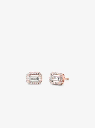 Precious Metal-Plated Pavé Halo Stud Earrings Precious Metal-Plated Pavé Halo Stud Earrings