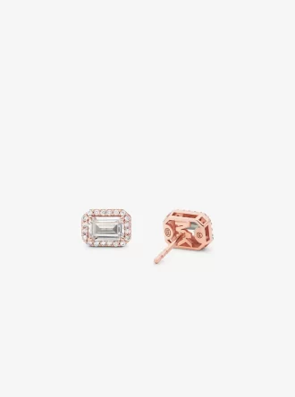 Precious Metal-Plated Pavé Halo Stud Earrings Precious Metal-Plated Pavé Halo Stud Earrings