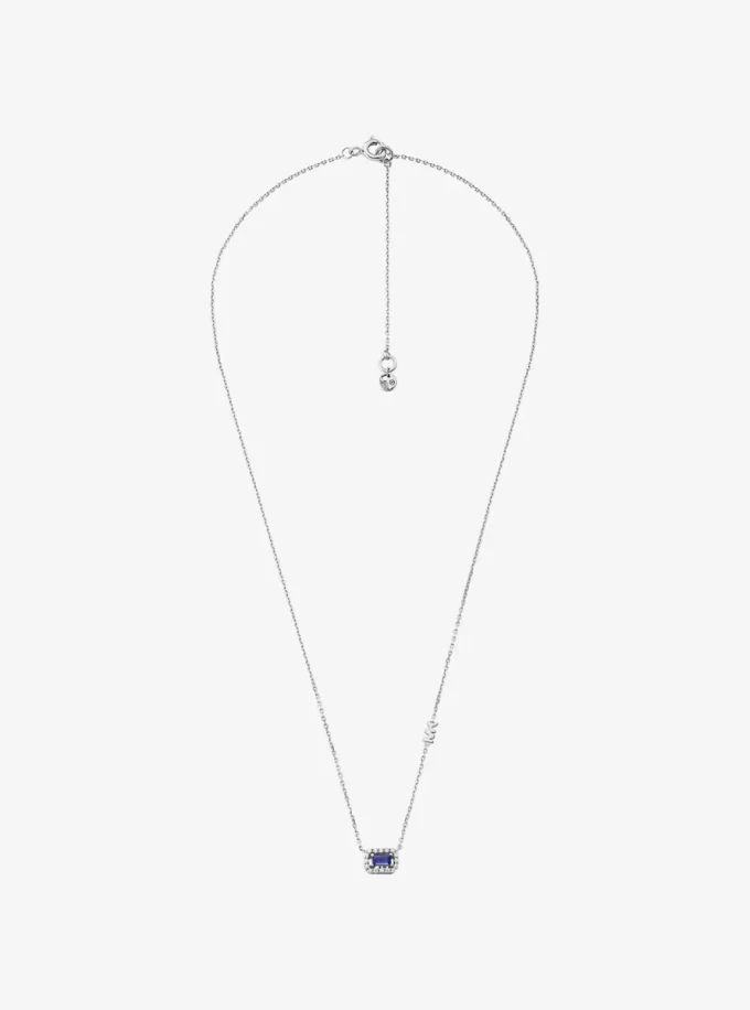 Precious Metal-Plated Sterling Silver Pavé Halo Necklace