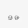 Precious Metal-Plated Sterling Silver Pavé Halo Stud Earrings