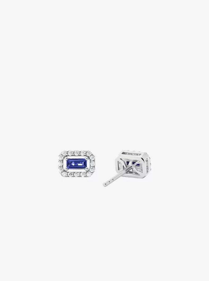 Precious Metal-Plated Sterling Silver Pavé Halo Stud Earrings Precious Metal-Plated Sterling Silver Pavé Halo Stud Earrings