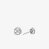 Precious Metal-Plated Sterling Silver Pavé Halo Stud Earrings