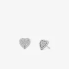 Precious Metal-Plated Sterling Silver Pavé Heart Necklace and Earrings Gift Set Precious Metal-Plated Sterling Silver Pavé Heart Necklace and Earrings Gift Set