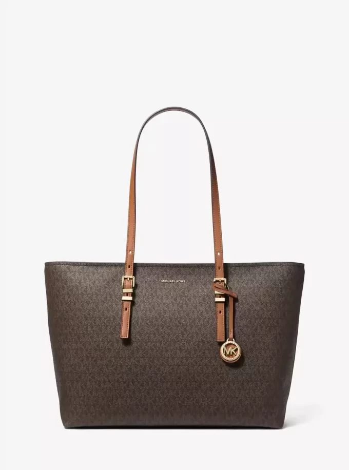 Quinn Large Signature Logo and Leather Tote Bag Quinn Large Signature Logo and Leather Tote Bag