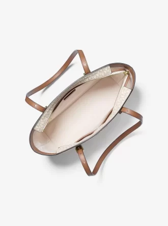 Quinn Medium Signature Logo and Leather Tote Bag Quinn Medium Signature Logo and Leather Tote Bag