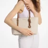 Quinn Medium Signature Logo and Leather Tote Bag