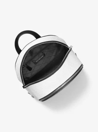 Rhea Medium Metallic Signature Logo Backpack Rhea Medium Metallic Signature Logo Backpack