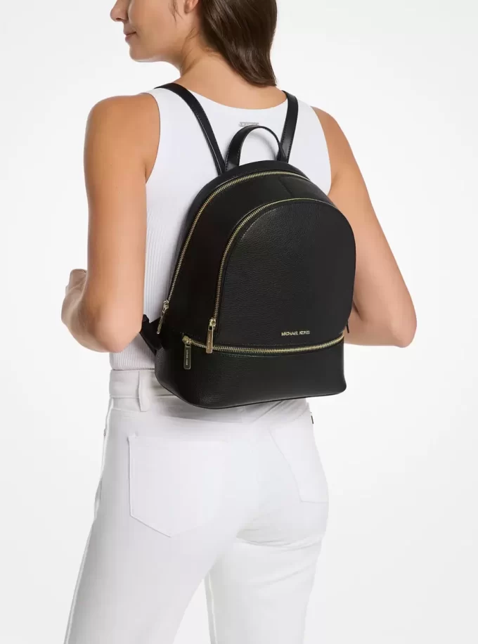 Rhea Medium Pebbled Leather Backpack Rhea Medium Pebbled Leather Backpack