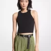 Ribbed Recycled Viscose Blend Cropped Tank Top