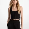 Ribbed Viscose Blend Zip-Up Tank Top