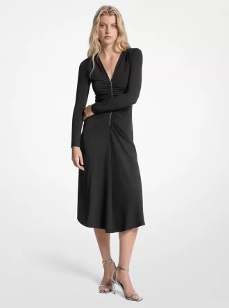 Ruched Stretch Matte Jersey Dress