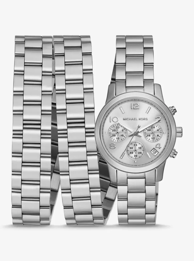 Runway Rhodium-Plated Stainless Steel Triple Wrap Watch Runway Rhodium-Plated Stainless Steel Triple Wrap Watch