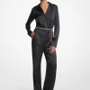 Satin Long Sleeve Belted Jumpsuit