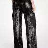 Sequined Georgette Cargo Pants