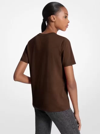 Sequined Logo Cotton T-Shirt