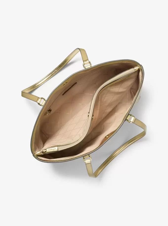 Sheila Large Metallic Two-Tone Signature Logo Tote Bag