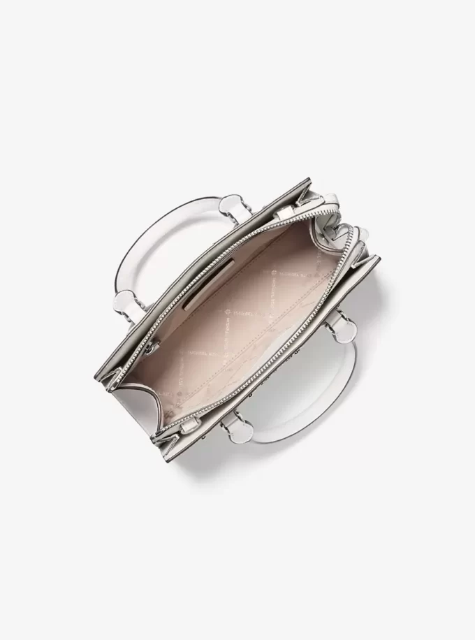 Sheila Small Studded Patchwork and Signature Logo Satchel