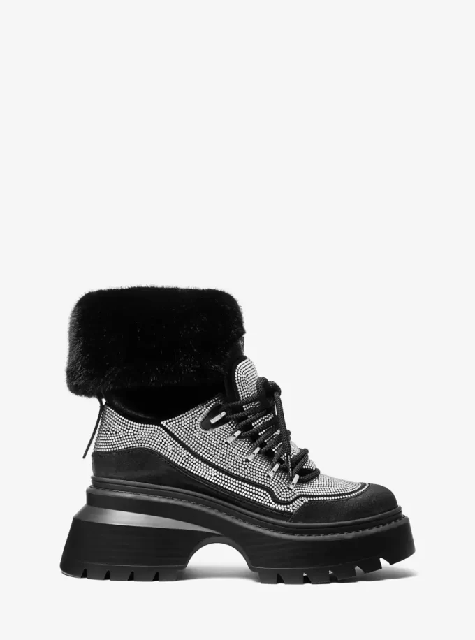 Shiloh Embellished Mixed-Media Boot Shiloh Embellished Mixed-Media Boot