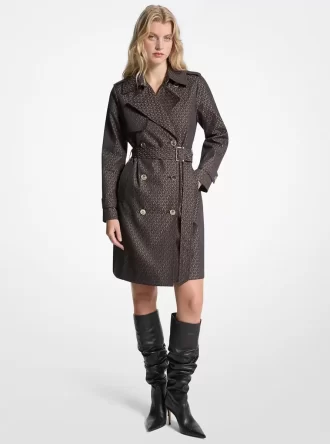 Signature Logo Cotton Blend Belted Trench Coat