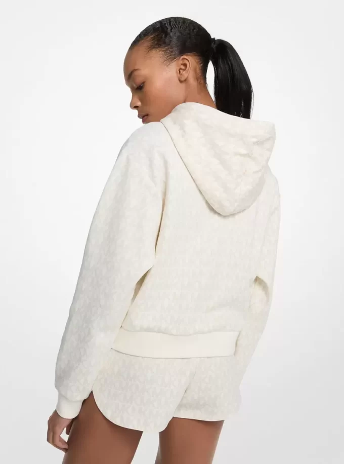 Signature Logo Cotton Blend Cropped Hoodie