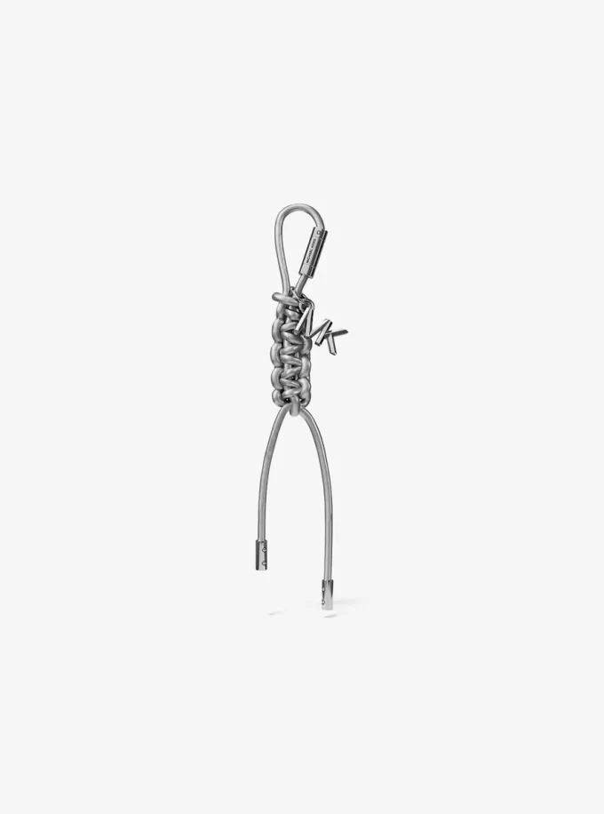 Silver-Tone and Metallic Braided Cord Bag Charm Silver-Tone and Metallic Braided Cord Bag Charm