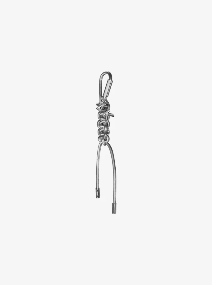Silver-Tone and Metallic Braided Cord Bag Charm Silver-Tone and Metallic Braided Cord Bag Charm