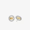 Small Pavé Logo Charm Two-Tone Stud Earrings Small Pavé Logo Charm Two-Tone Stud Earrings