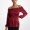 Smocked Moiré Jacquard Off-The-Shoulder Top Smocked Moiré Jacquard Off-The-Shoulder Top
