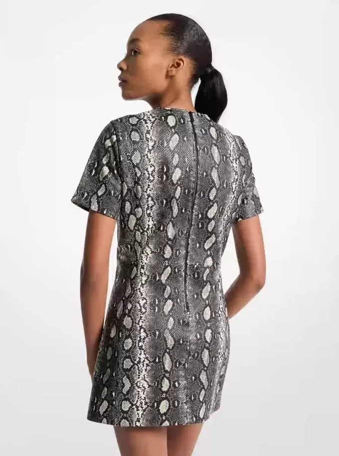 Snake Embossed Leather Mini Dress