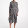 Snake Print Georgette Pleated Shirtdress